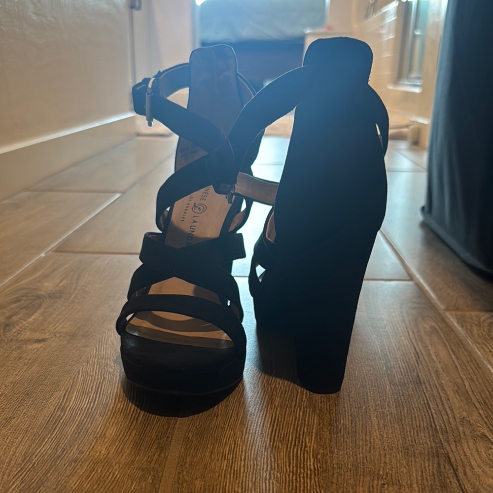 Black Strappy Platform Heels